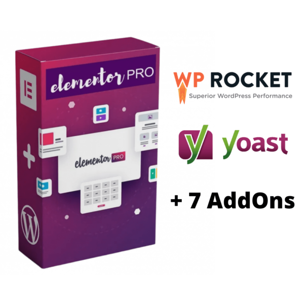 WordPress Elementor PRO  com Atualização Automática + WP Rocket + Yoast SEO + 7 Addons